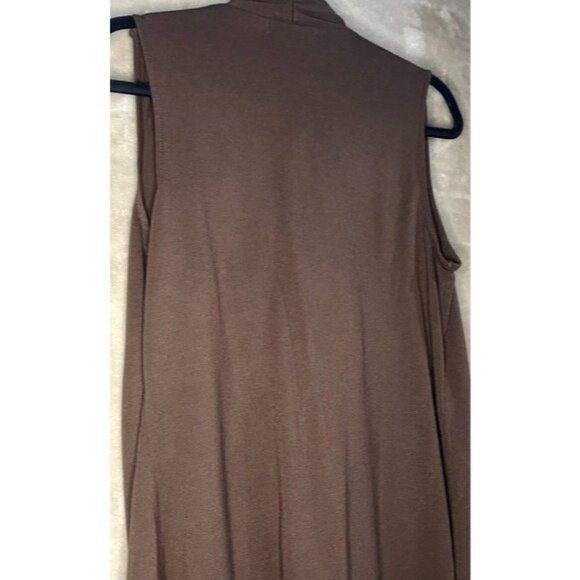 Liz Claiborne Brown Sleeveless Waterfall Open Front Cardigan Vest Women’s Size M - Picture 9 of 12